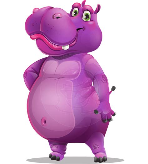 Purple Hippo Cartoon Character Set Graphicmama Hippopotamus Images