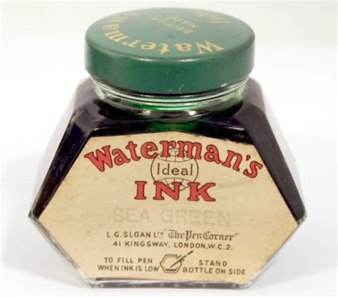 Waterman Mint Sea Green Ink Bottle V0834 British 2 Oz Vintage