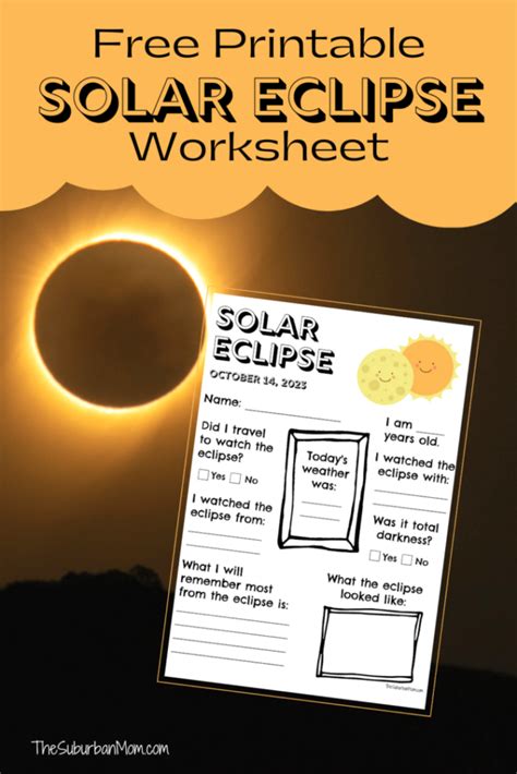 2023 Solar Eclipse Worksheet Free Printable