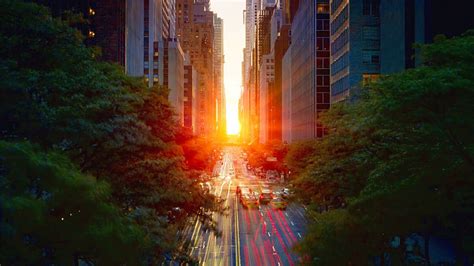 Manhattanhenge Les Plus Beaux Couchers De Soleil à New York ©new York