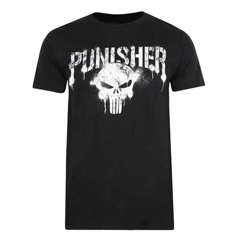 Marvel Punisher Text Logo Black Mens Crew Neck T Shirt The Rainy Days