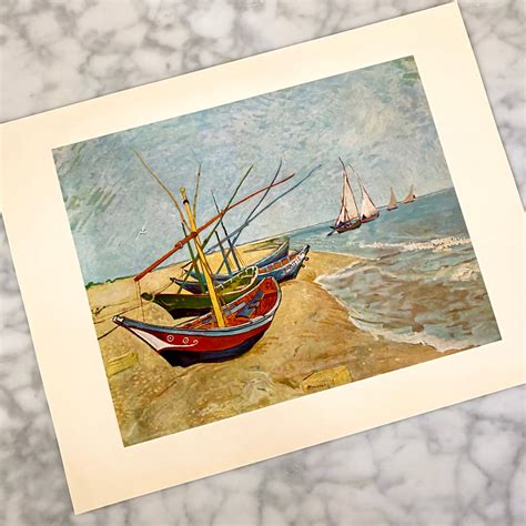 Vintage 1952 Van Gogh Fishing Boats On The Beach At Saintes Maries O
