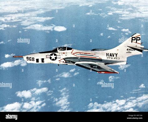 Grumman F9f 8p Cougar Of Vfp 61 In Flight C1957 Stock Photo Alamy