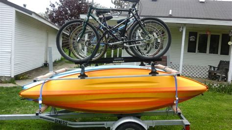 This project was devised and accomplished in a single day, from a shoe string budget to proof of concept. 4 bike and 4 kayak trailer | Kayaking, Kayak bike trailer, Kayak trailer