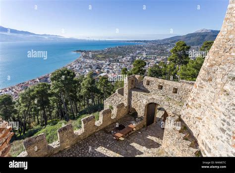 Breathtaking View From The Walls Of Fortress Of Nafpaktos Greece Stock