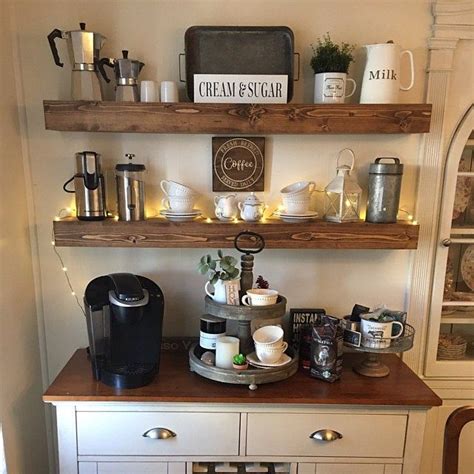 Beautiful Floating Shelf Coffee Bar Wall Mounted Bedside