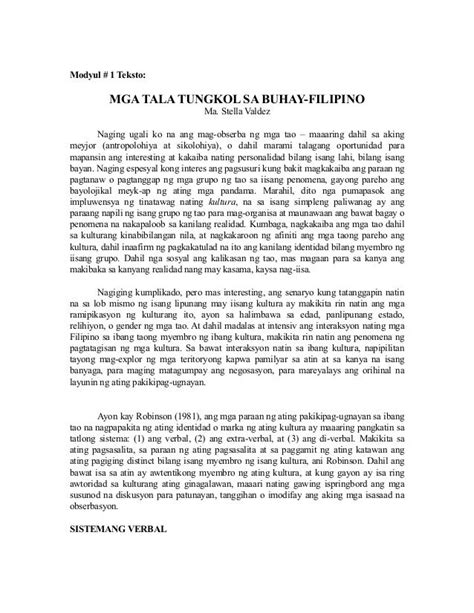 Mga Tala Tungkol Sa Buhay Filipino
