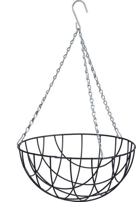 Hanging Basket Plantenbak Donkergroen Met Verchroomde Ketting 16 X 30 X 30 Cm Bol