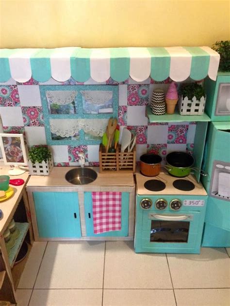 How To Make A Play Kitchen Out Of Boxes Play Kitchen Diy Cardboard