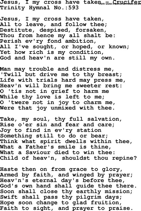 Trinity Hymnal Hymn Jesus I My Cross Have Taken Crucifer Lyrics