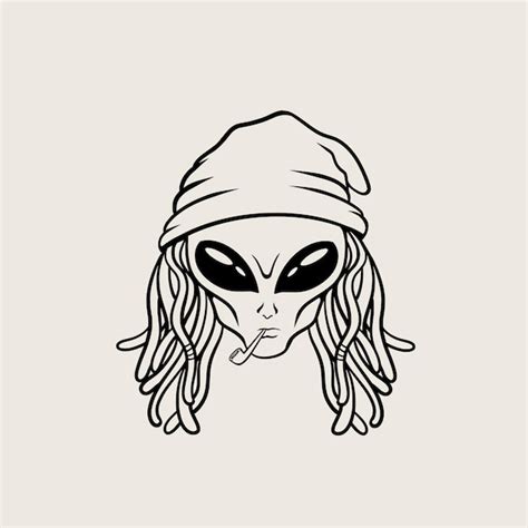 Premium Vector Alien Smoking Tattoo