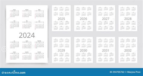 2024 2025 2026 2027 2028 2029 2030 2031 2032 Years Calendars
