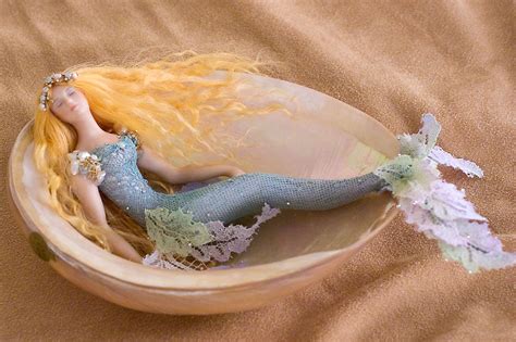Mermaid In Shell M 27 Porcelain One Of A Kind Art Doll By Susan Snodgrass