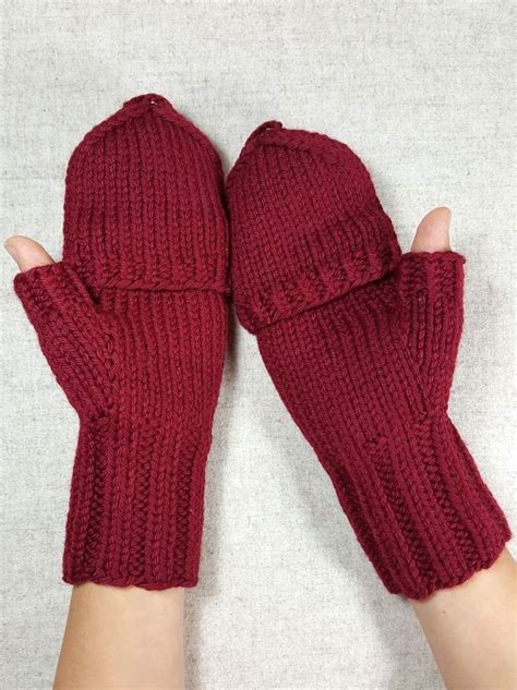 Convertible Mittens With Flap Knit Gloves For Kids Woo Etsy