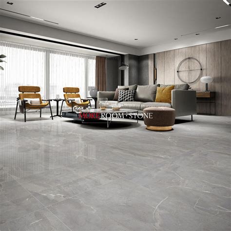 China Large Modern Living Room Design Grey Marble Porcelain Big Size