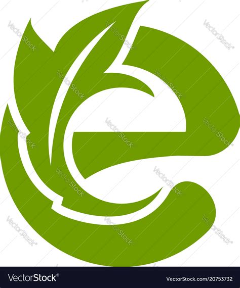 Logo E Letter With Leaves Royalty Free Vector Image