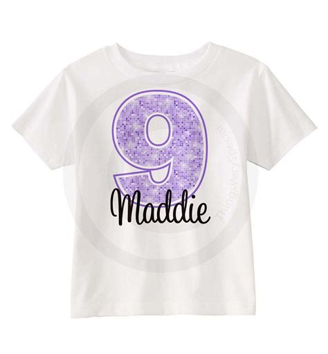 9th Birthday Shirt For 9 Year Old Girl Personalized Purple Number