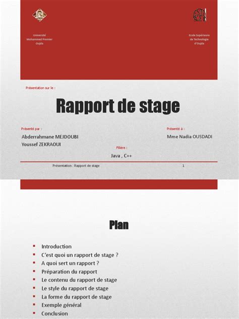 Présentation Rapport De Stage