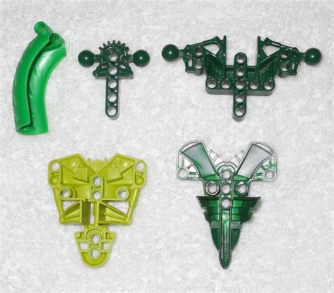 Lego Bionicle X5 Various Torsos And Armor Green Parts 44140