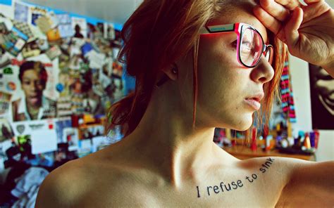 Wallpaper Girl Glasses Red Hair Tattoo 2560x1600 Goodfon