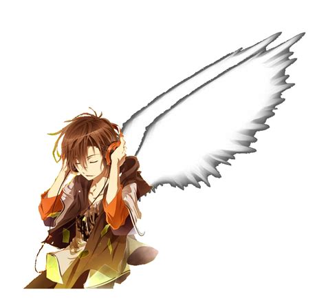 Anime Boy Headphones Wings 2 Clear Background By