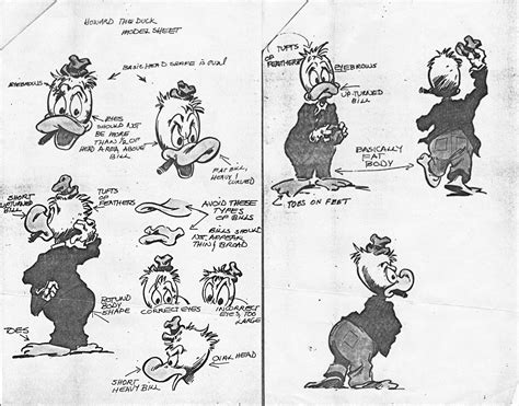 1977 Howard The Duck Model Sheet — Redesign Given To Marvel By Disney