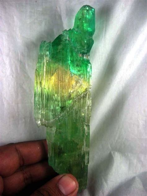 Hiddenite Crystal 900 Carats 6 Inches Green Yellow Minerals And