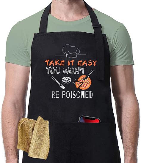 Qipnvy Funny Grilling Apron For Men Take It Easy You Wont Be Poisoned