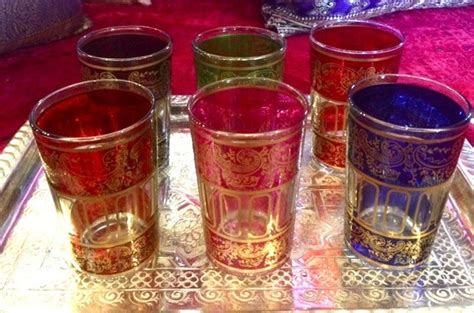 Moroccan Tea Glasses Set Of 6 Multi Color Moroccan By TaraDesignLA