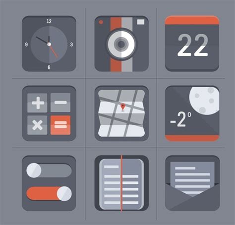 Free Flat Grey App Icon Set Psd Titanui