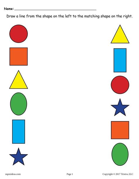 6 Shapes Matching Worksheets Shapes Preschool Shapes Worksheets
