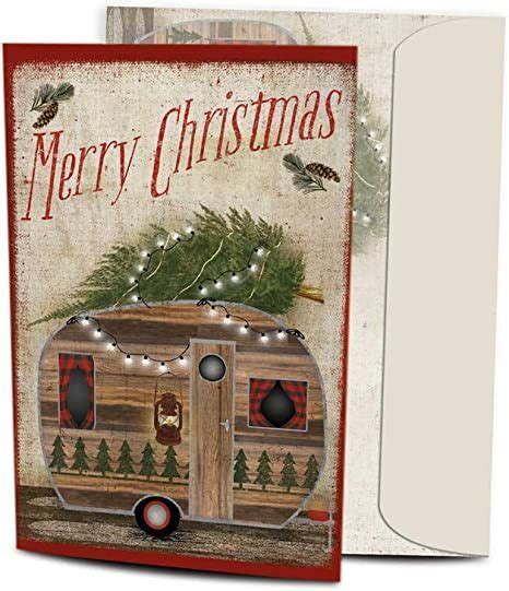 Retro Caravan Christmas Greeting Card With Printed Envelope Moutere