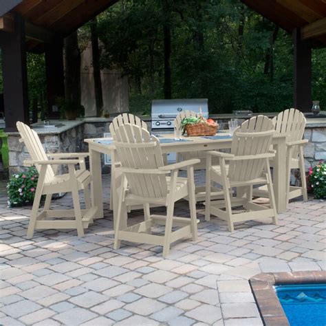 Highwood The Adirondack 7 Piece Off White Bar Height Patio Set In The