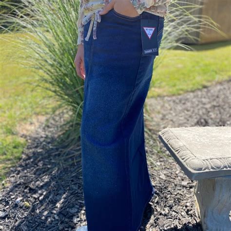 Long Denim Skirt Etsy