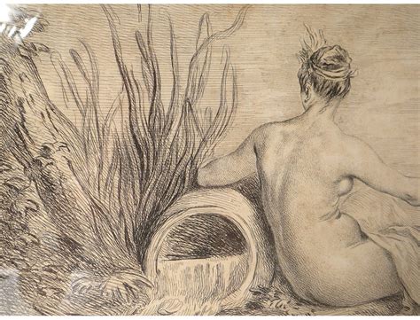 Engraving Nude Women Bathers Naiads Source Of Ap Watteau Eighteenth