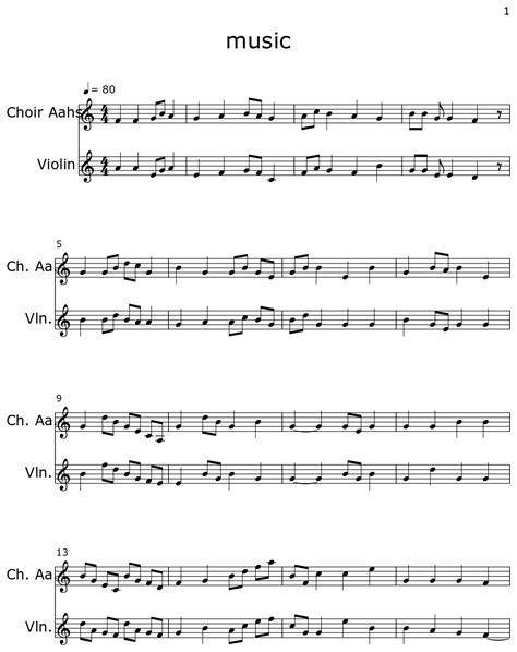 Music Sheet Music For Choir Aahs Violin