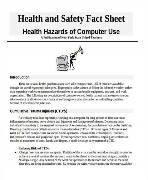 Health Fact Sheet Template Pdf Template