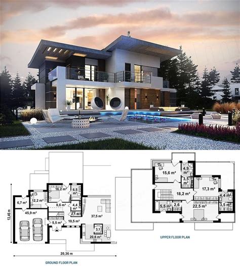 Luxury House Concept With 2 Car Garage Pool Area Fachadas De Casas