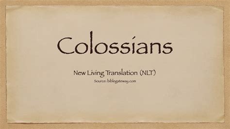 Colossians 1 Nlt Youtube