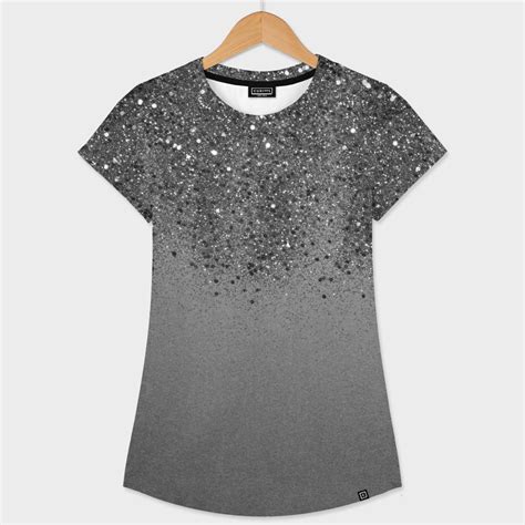 Sparkling Silver Gray Lady Glitter 2 Faux Glitter Shiny Womens