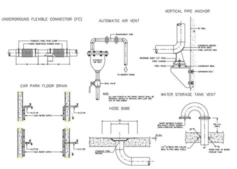 Vertical Pipe Vented Section Drawing AutoCAD File Cadbull