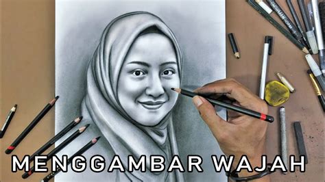 Menggambar Sketsa Wajah Wanita Cantik Berhijab Dengan Menggunakan