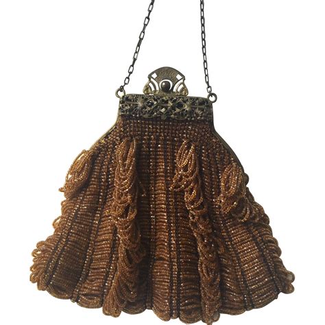 Antique Victorian Amber Glass Beaded Purse From Vanityflairvintage On
