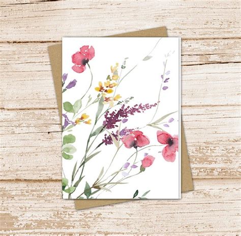Wildflower Card Set Watercolor Wild Flowers Note Cards Etsy
