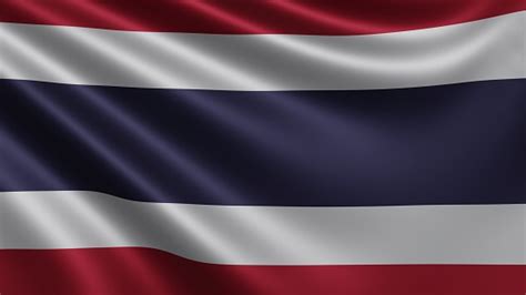 Render Bendera Thailand Berkibar Di Angin Closeup Bendera Nasional