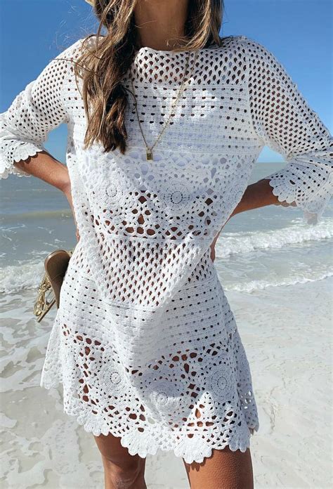 Willow Off White Crochet Swim Cover Up Crochet Dress Crochet Lace