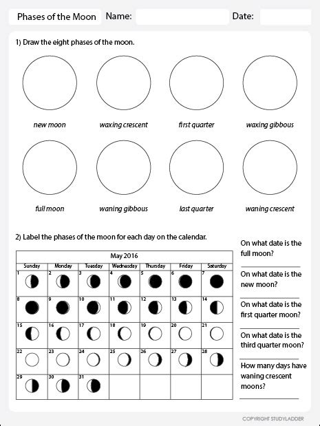 The Phases Of The Moon Worksheet Studyladder Interactive Learning Games