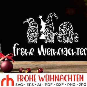 Frohe Weihnachten SVG Xmas Gnomes Cut File Germany Christmas Etsy