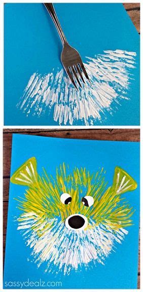 Kids Puffer Fish Craft Using A Fork Crafty Morning Art For Kids