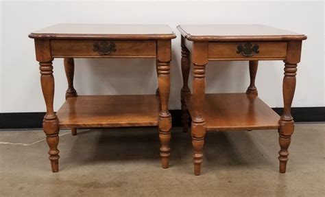 Sold Price Pair Vintage Ethan Allen Maple End Tables August 3 0120